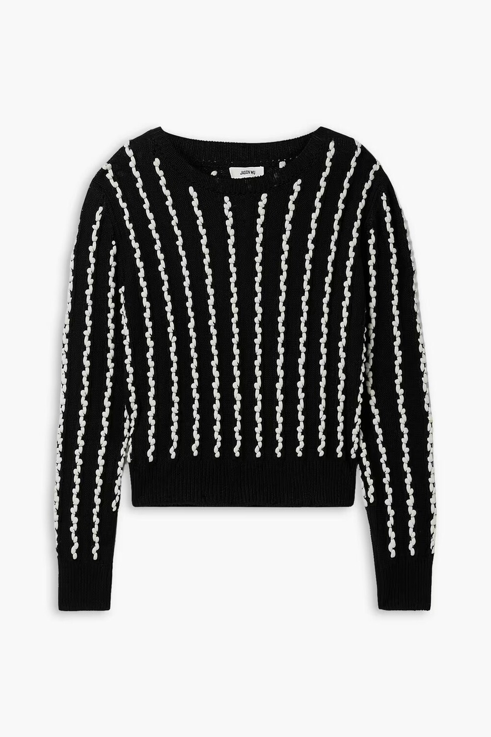 

Двухцветный льняной свитер Jason Wu, черный