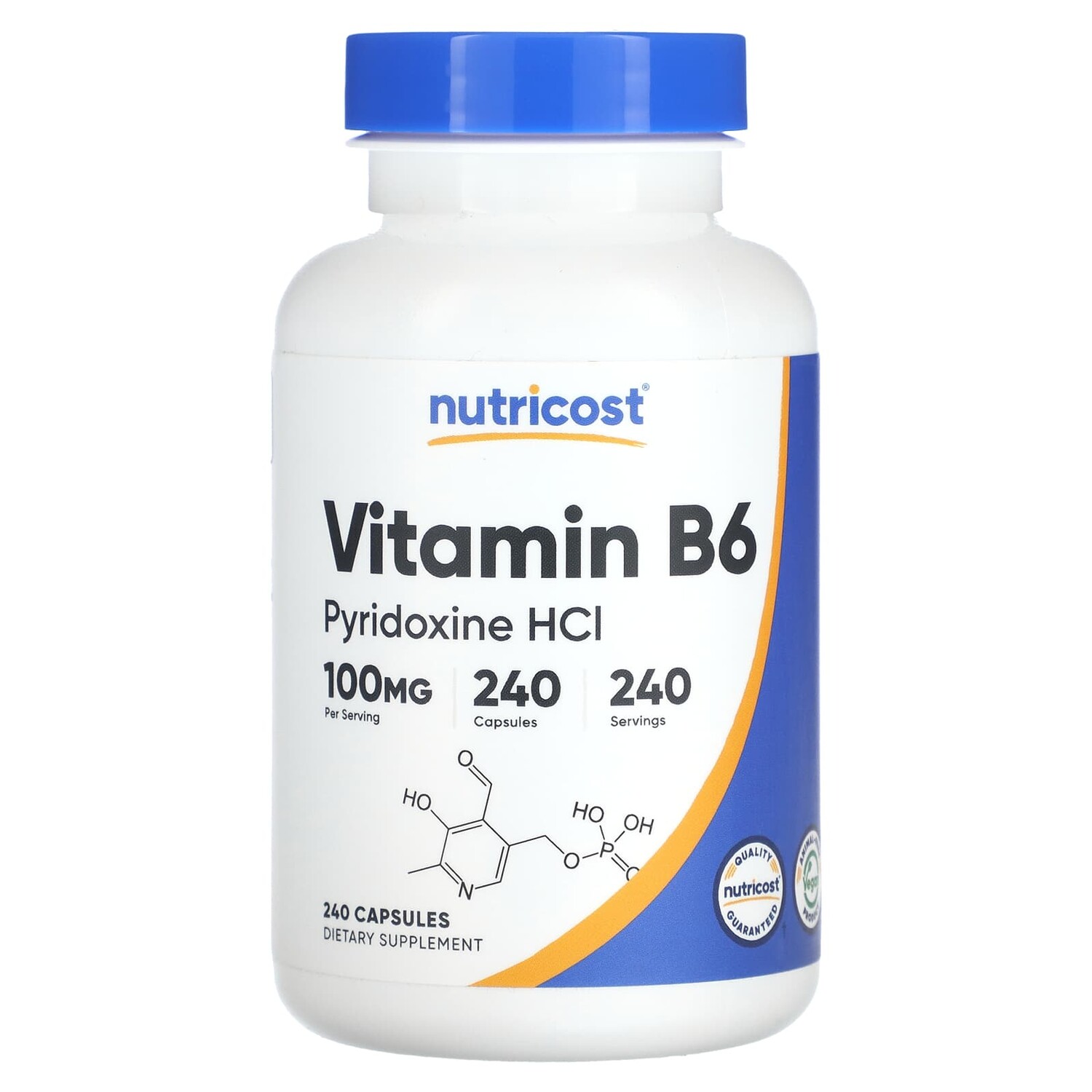 

Витамин B6, 100 мг, 240 капсул, Nutricost