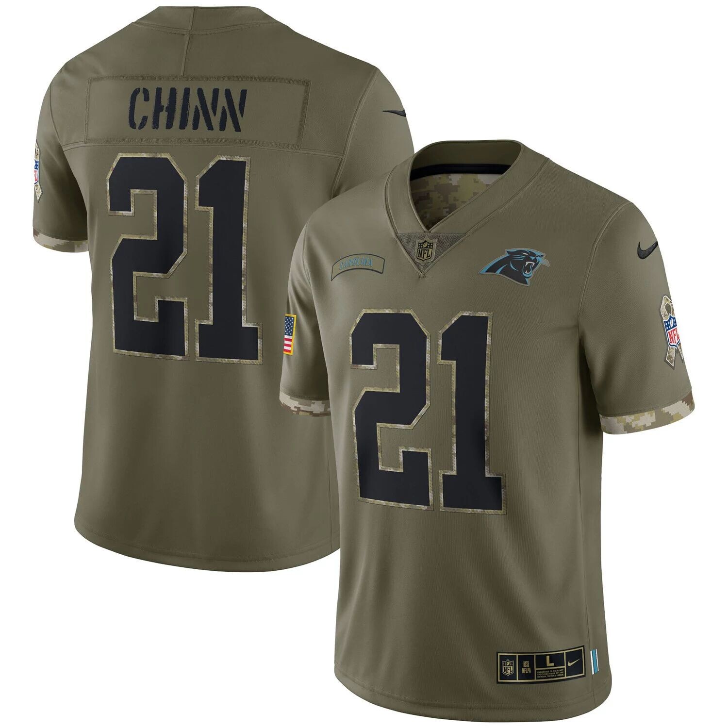 

Мужское джерси Джереми Чинна Olive Carolina Panthers 2022 Salute To Service Limited Nike