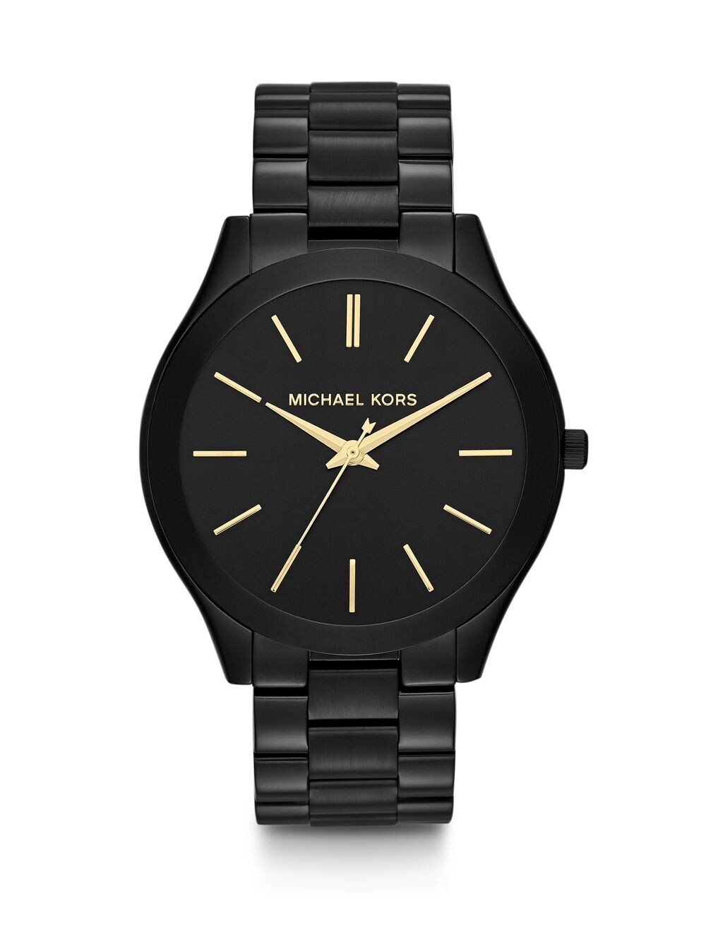 

Тонкие часы Runway Black IP с браслетом из нержавеющей стали Michael Kors, черный