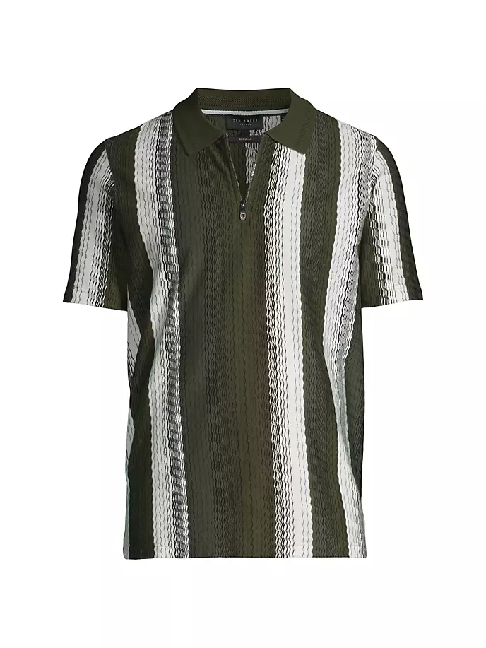 

Полосатая рубашка-поло Walraf с молнией до четверти Ted Baker, цвет mid green