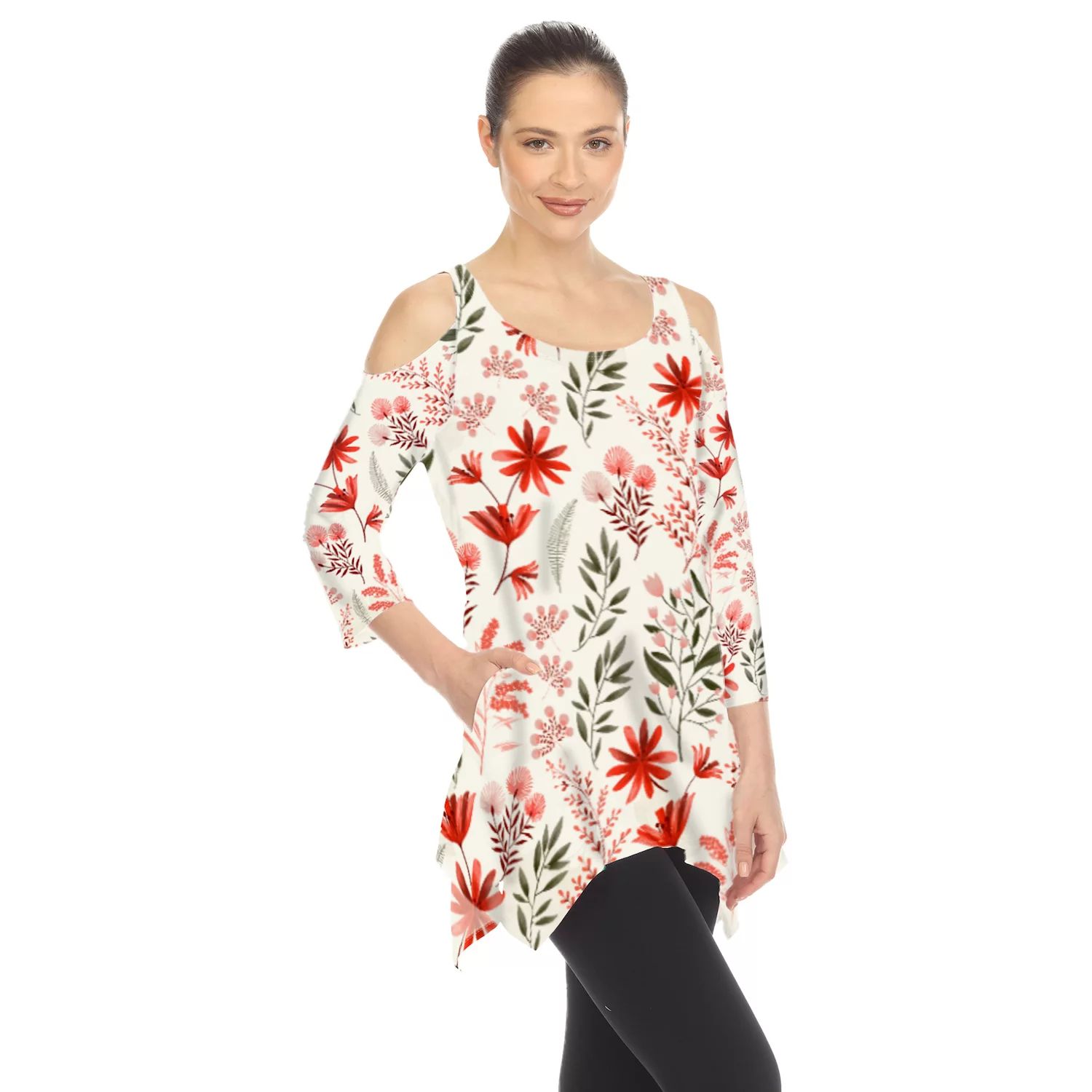 Женская туника с открытыми плечами и цветочным принтом WM Fashion цена и фото