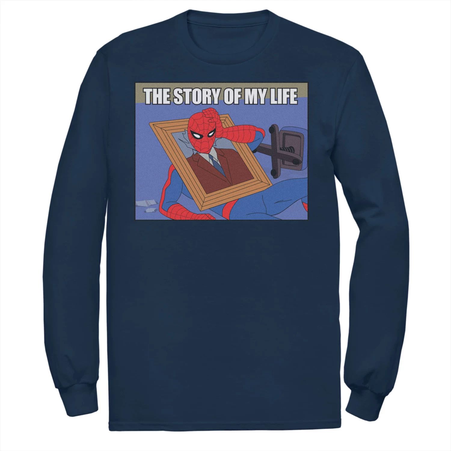 Мужская футболка с юмористическим портретом «Человек-паук: история моей жизни» Marvel