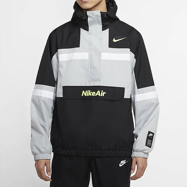 Nike Air Half Zipper Splicing Woven Sports Jacket Black Gray Blackgray CDEK.Shopping