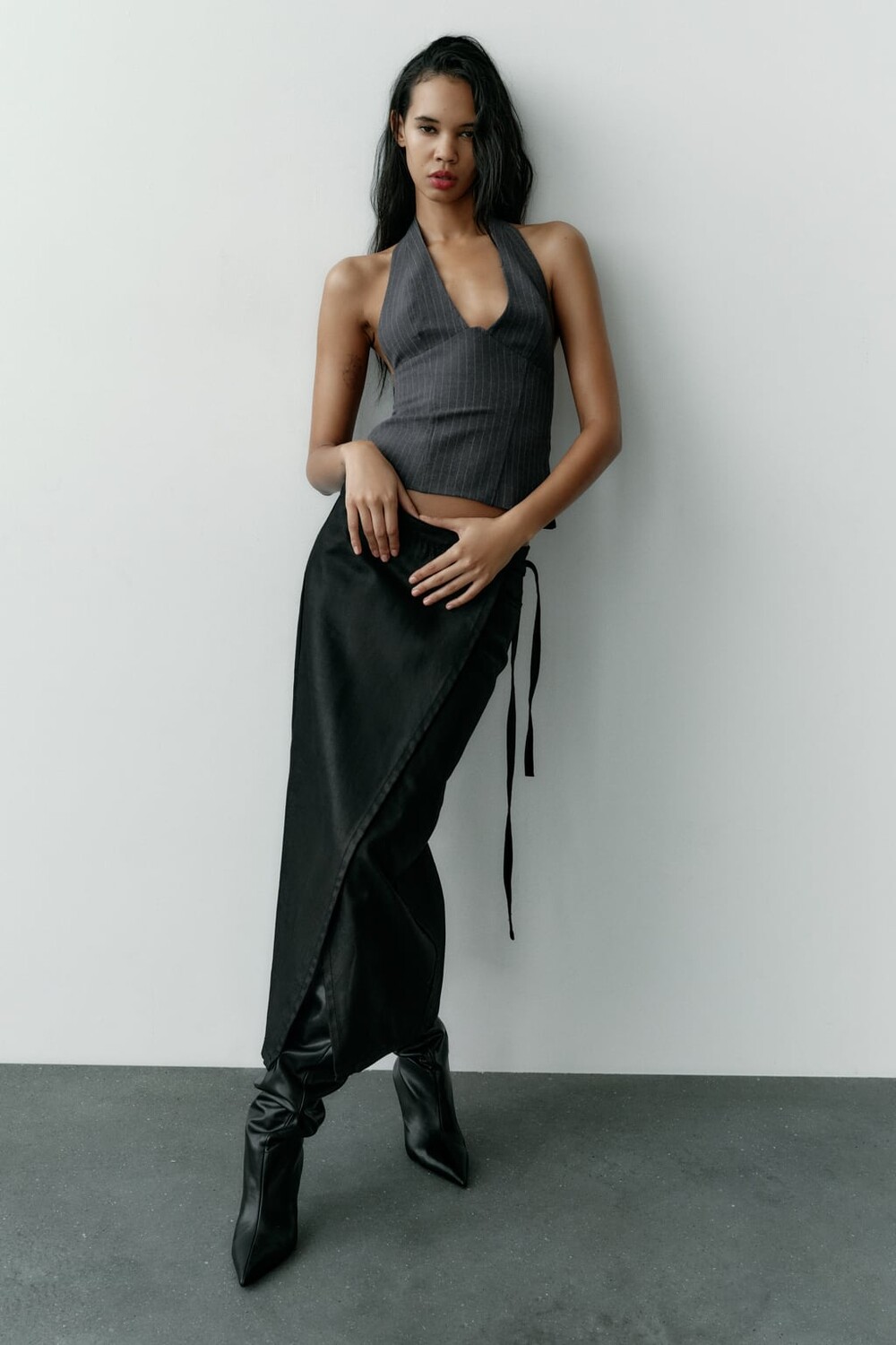 

Топ с бретельками ZARA, серый