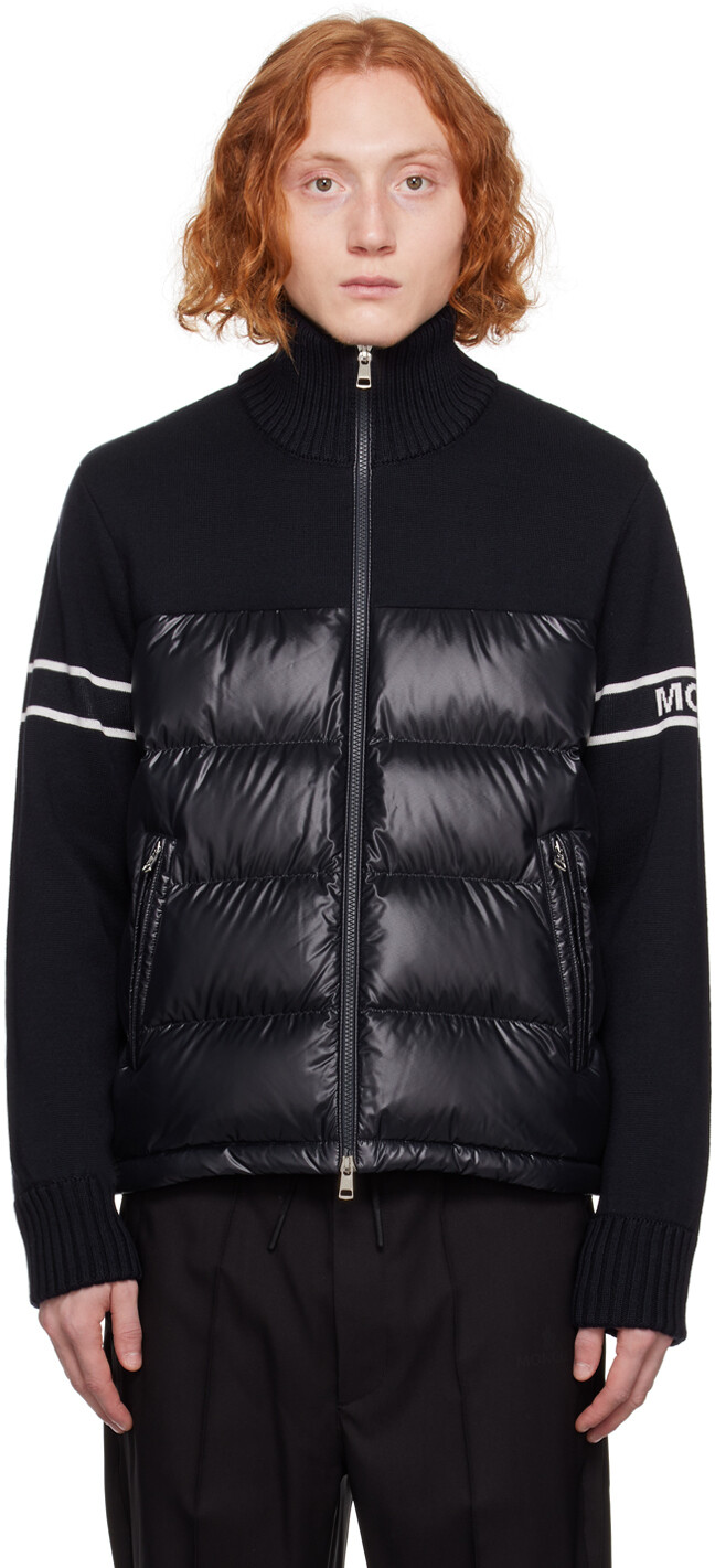 

Moncler Темно-синий кардиган со вставками