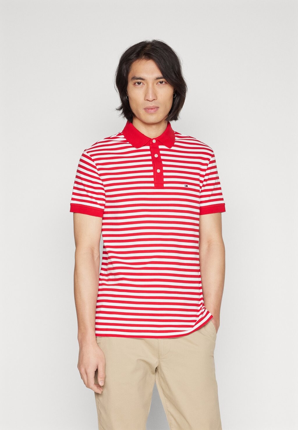 

Рубашка-поло SLIM Tommy Hilfiger, цвет primary red/white