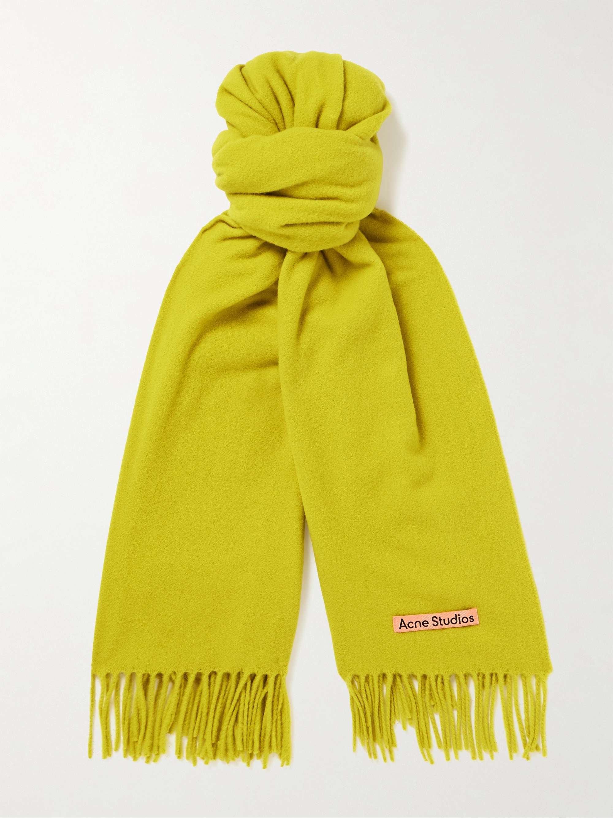 Канадский шерстяной шарф с бахромой ACNE STUDIOS, желтый