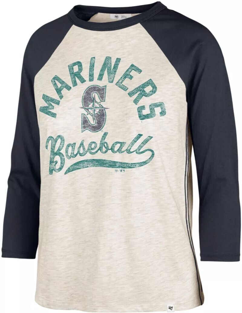 

Женская футболка с длинными рукавами реглан 3/4 '47 Seattle Mariners кремового цвета в стиле ретро Daze