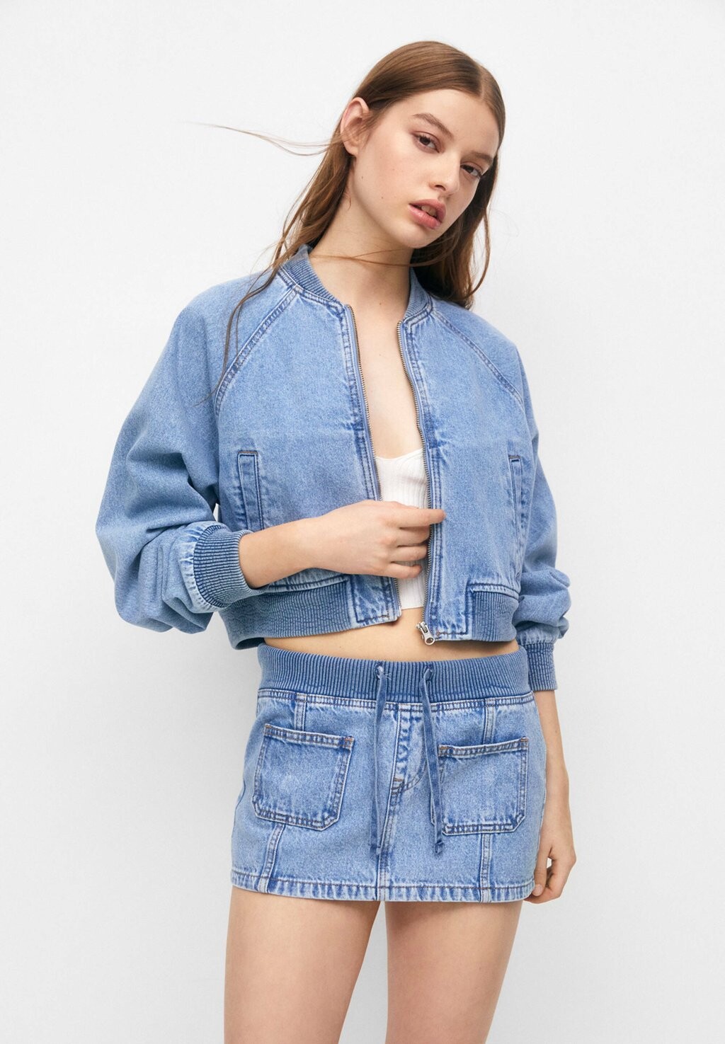 

Джинсовая куртка PULL&BEAR, синий