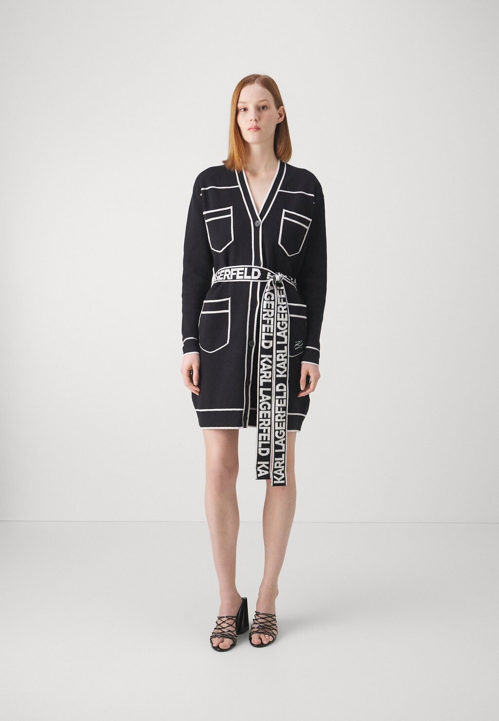 

Кардиган KARL LAGERFELD КАРДИГАН С ПОЯСОМ BRANDED, цвет black/white