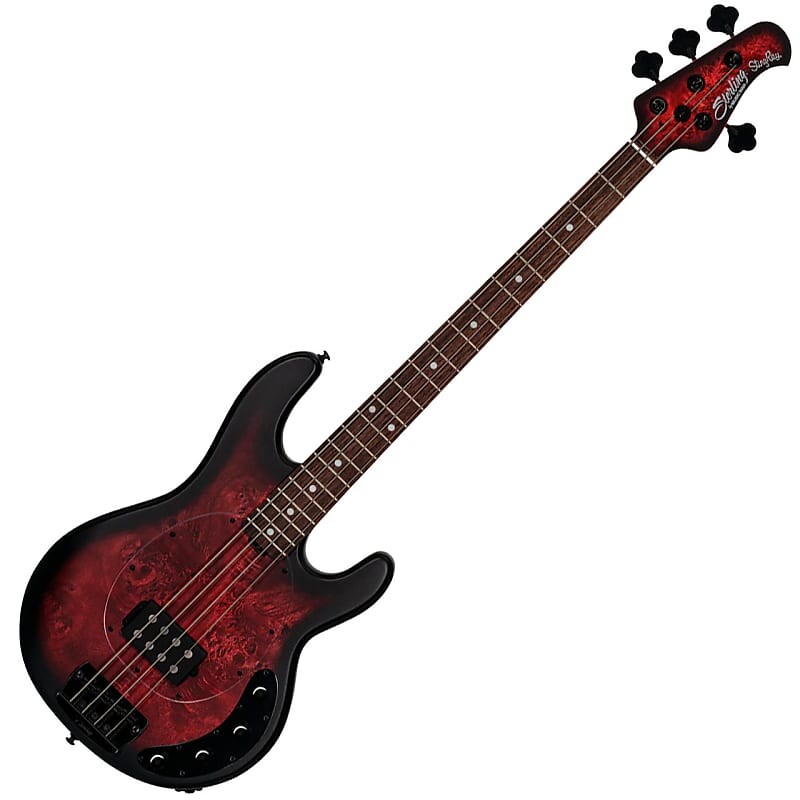 

Басс гитара Sterling by Music Man RAY34 Dark Scarlet Burst Satin Bass Guitar + Gigbag