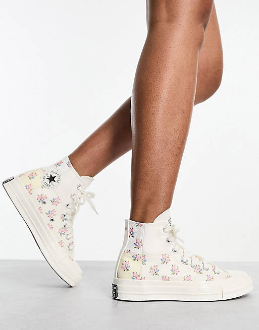 

Белые кроссовки Converse Chuck 70 Hi с цветочной вышивкой, Белый