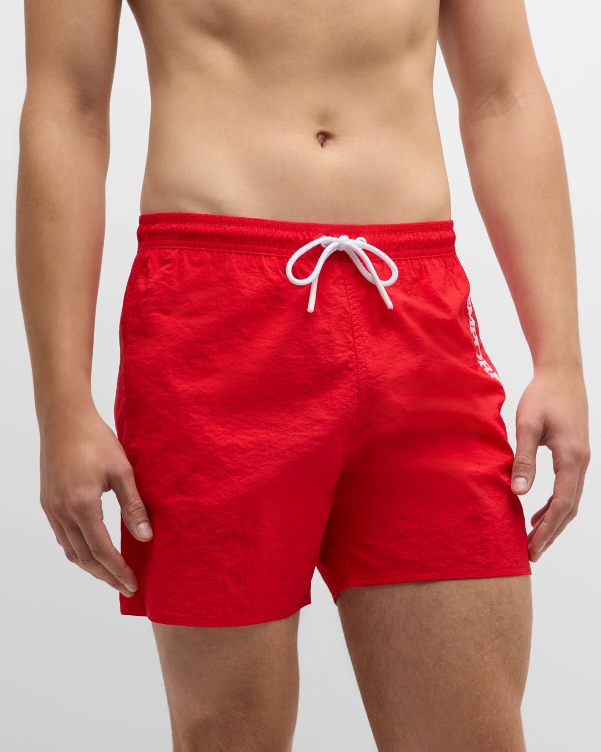 

Мужские нейлоновые плавки с вышитым логотипом Emporio Armani, цвет Bright Red