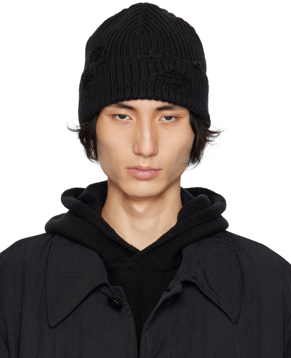 

Черная рваная шапка MM6 Maison Margiela