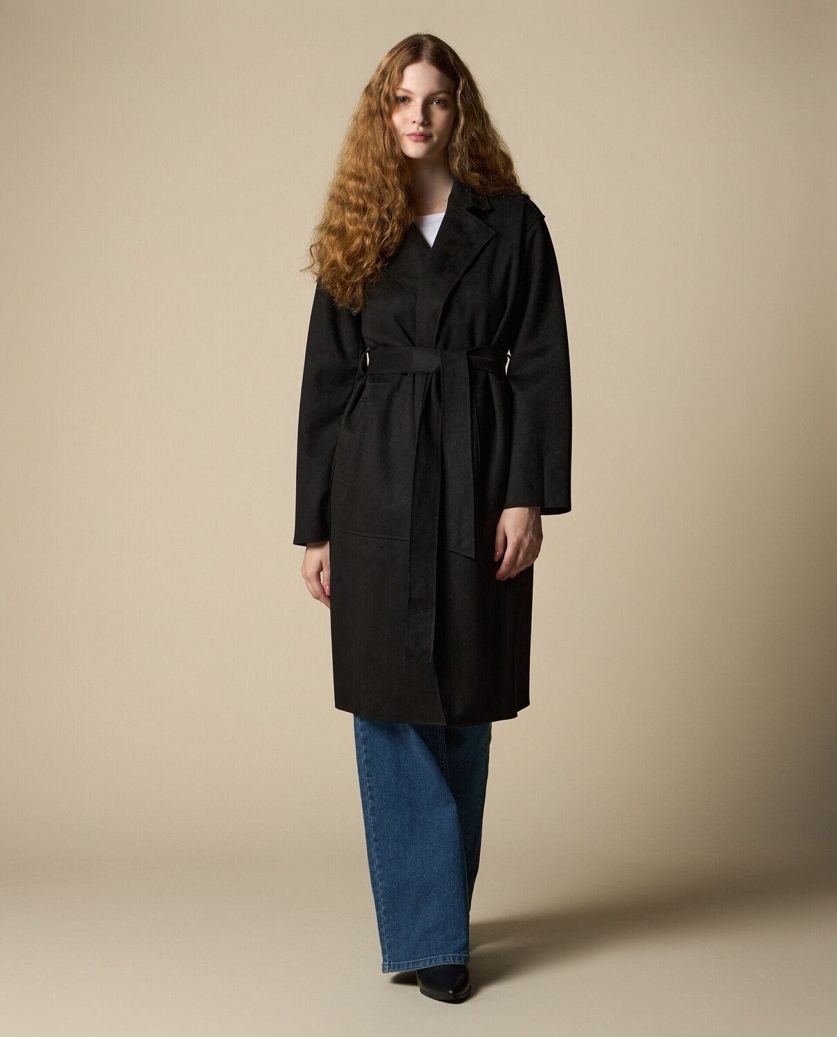 

Женский замшевый тренч NICE&CHIC, черный