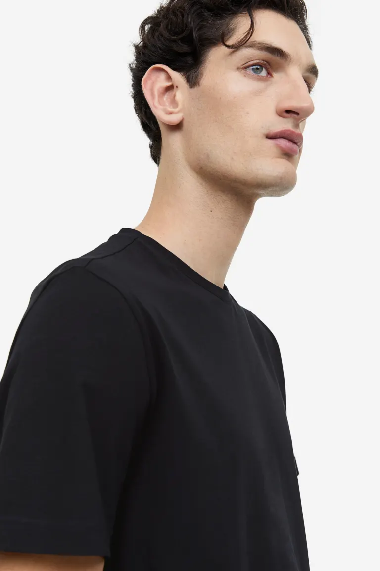 Облегающая футболка с круглым вырезом H&M, черный
