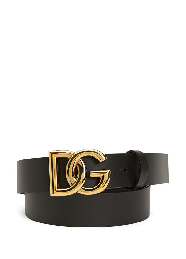 

Мужской кожаный ремень с черной пряжкой с логотипом Dolce&Gabbana