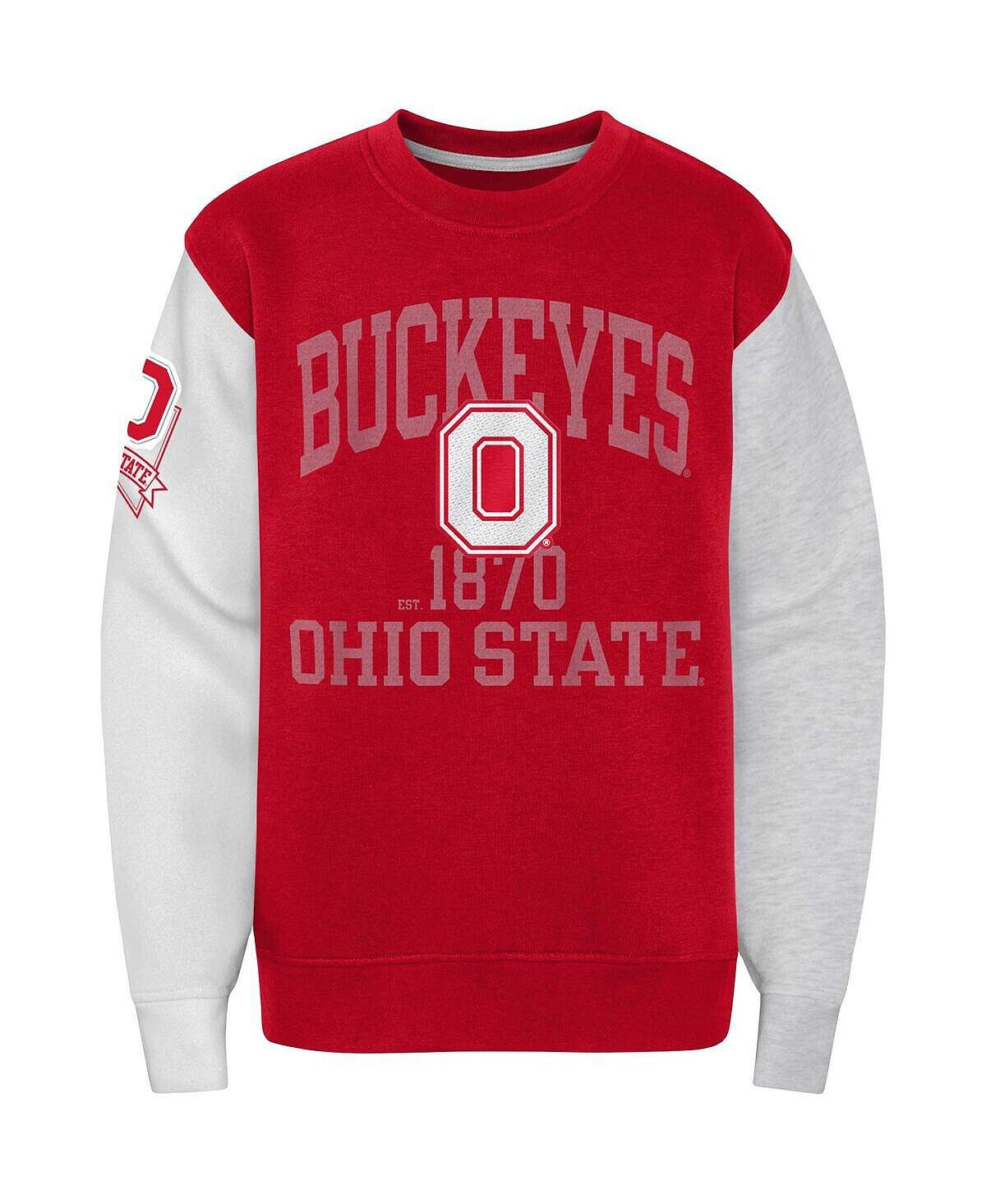 

Флисовый пуловер с цветными блоками Big Boys Scarlet Ohio State Buckeyes, толстовка Outerstuff