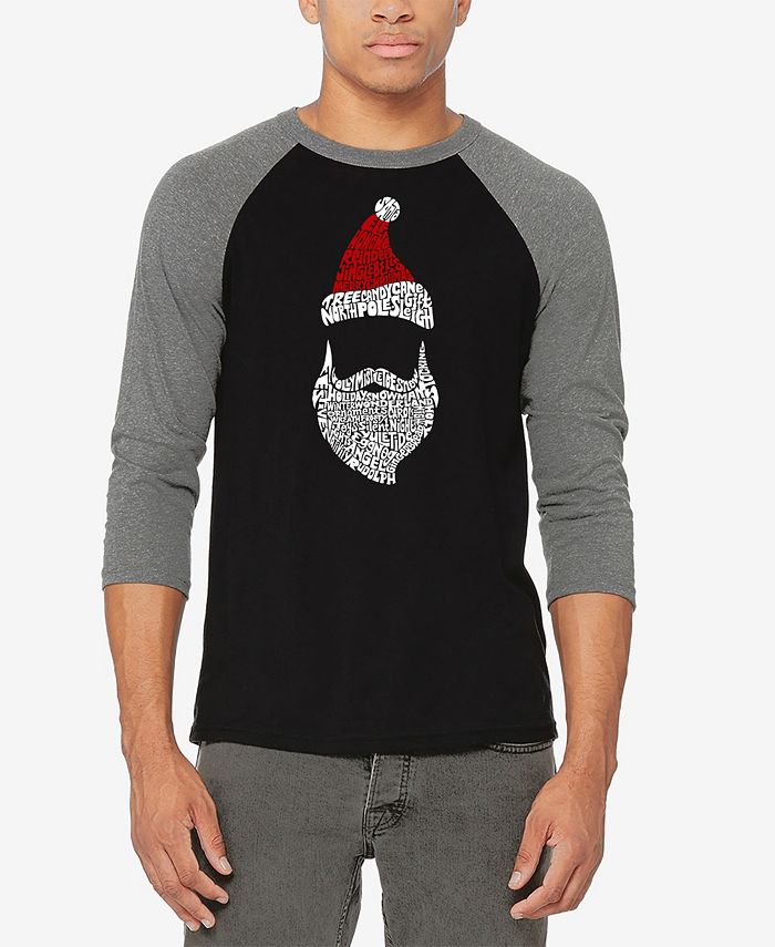 Мужская бейсбольная футболка реглан с изображением Санта-Клауса Word Art LA Pop Art, цвет Gray, Black
