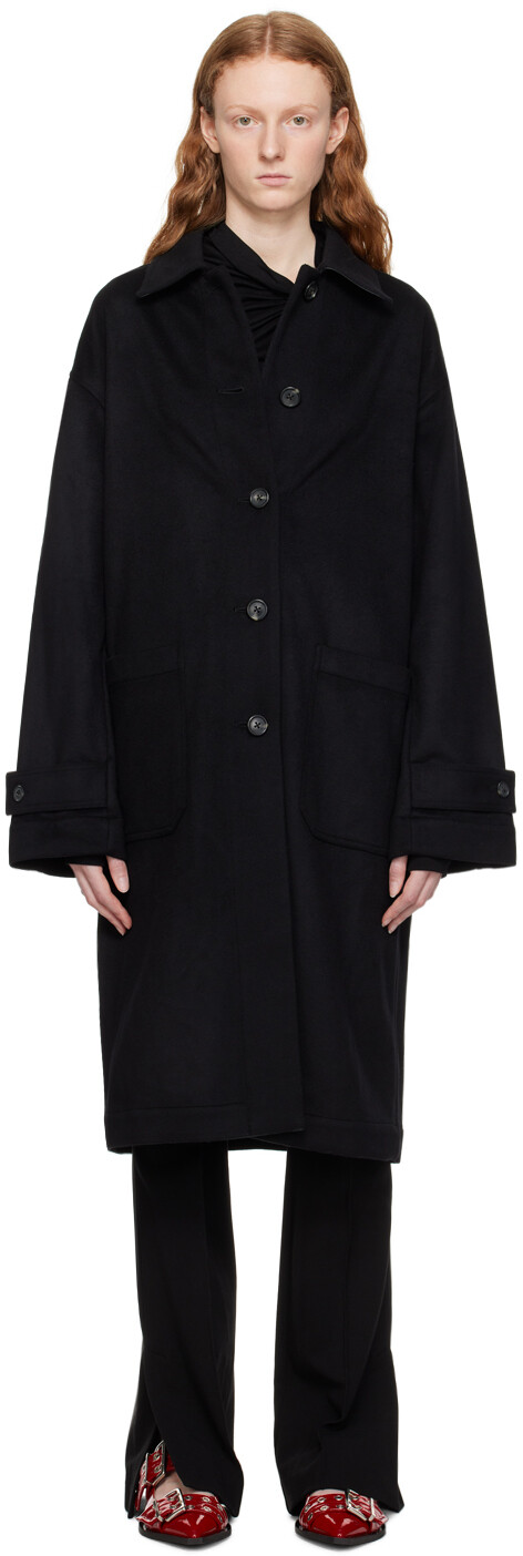 

Черное пальто с люверсами Helmut Lang, Черный