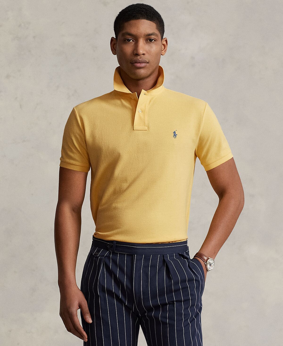 

Мужская приталенная рубашка-поло из сетчатой ​​ткани на заказ Polo Ralph Lauren