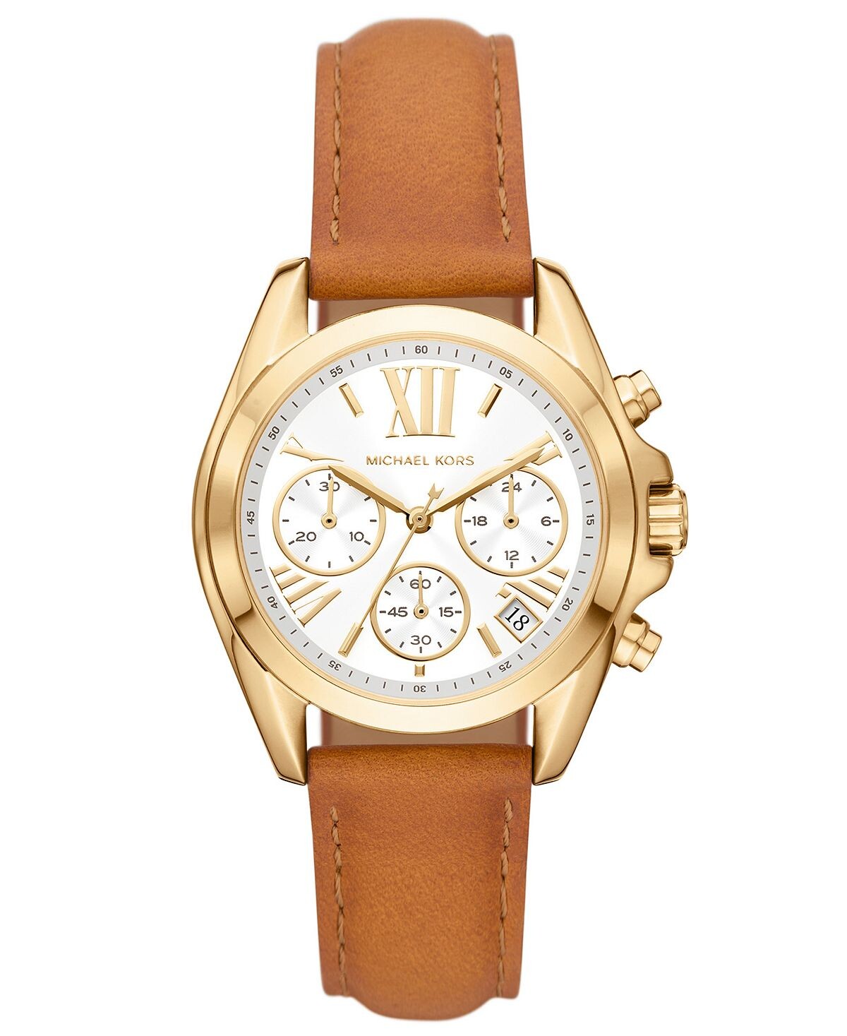 

Женские часы Bradshaw Chronograph коричневого цвета с кожаным ремешком для багажа, 36 мм Michael Kors