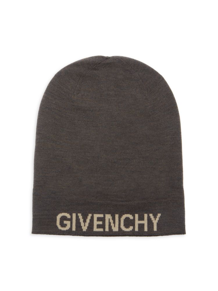 Двусторонняя шерстяная шапка с логотипом Givenchy, цвет Brown Beige