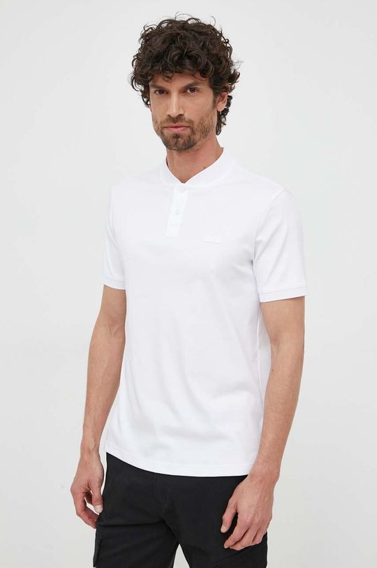Хлопковая рубашка-поло Calvin Klein, белый