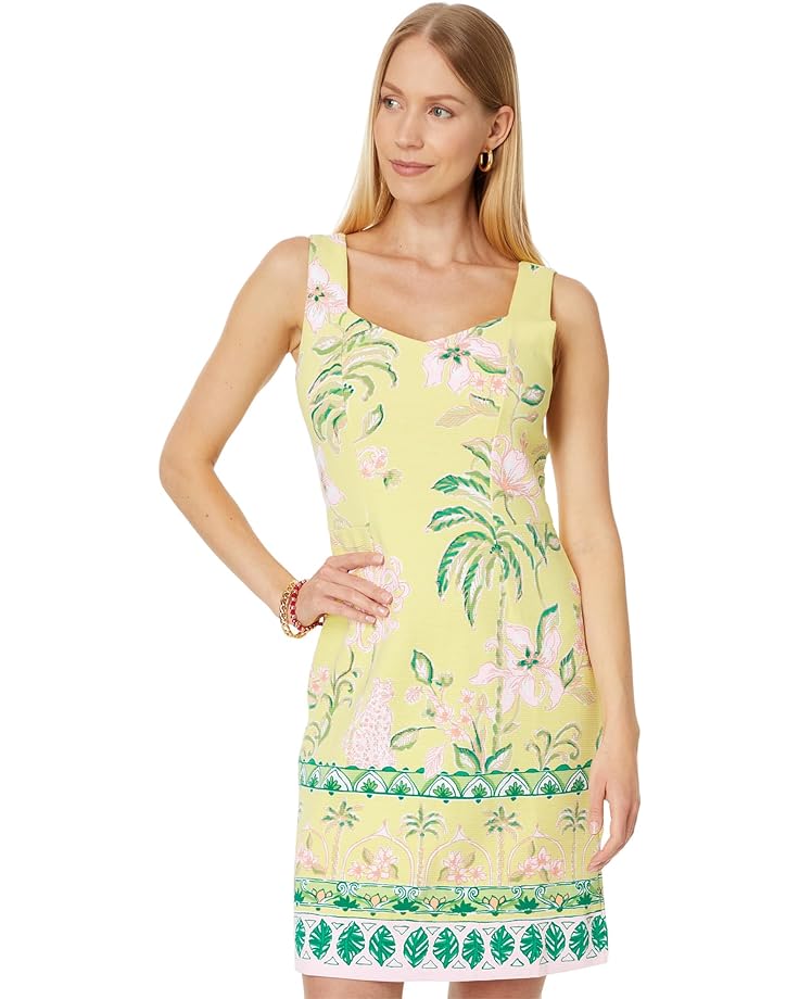 Платье Lilly Pulitzer Del Rey Stretch Shift, цвет Finch Yellow Tropical Oasis Engineered Knit Dress цена и фото