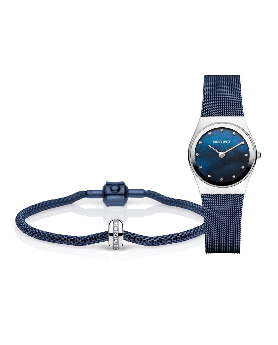 цена Set Classic 12927-307-GWP женские часы и браслет из синей стальной сетки Bering, синий