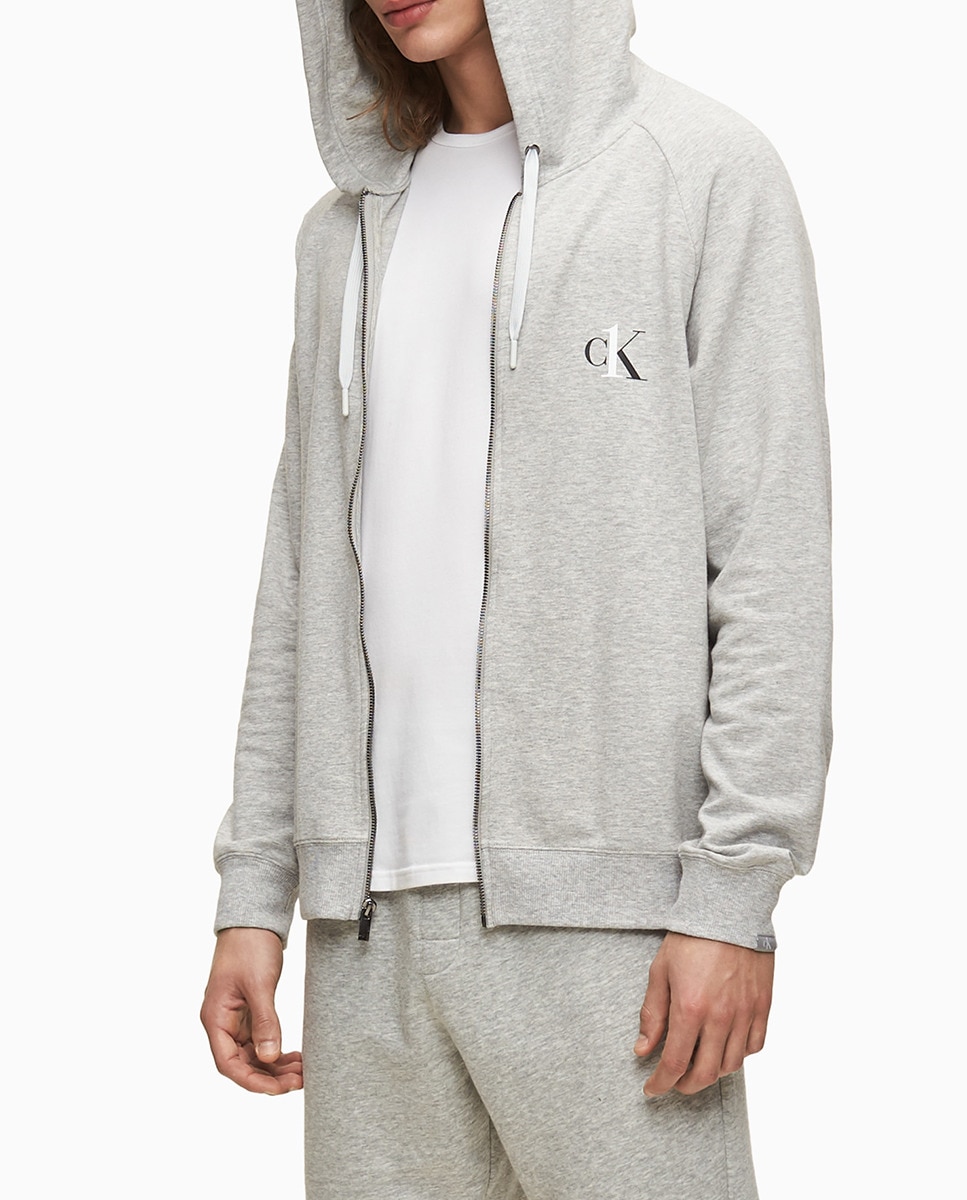 Серая мужская спортивная куртка с капюшоном Calvin Klein, светло-серый