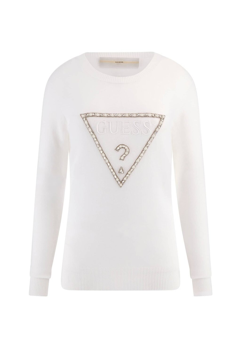

Вязаный свитер FRONTLOGO STRASS Guess, белый