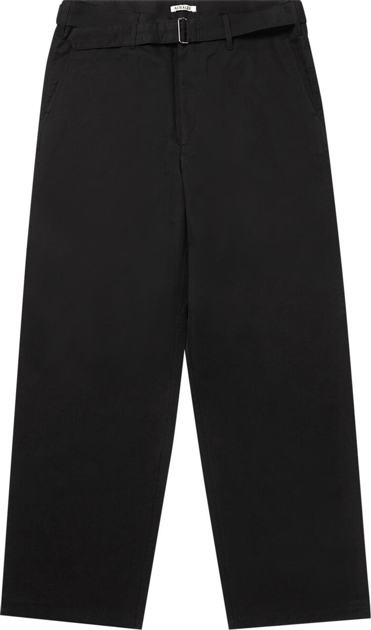 

Брюки Auralee Washed Finx Silk Chambray Belted 'Black Chambray', черный