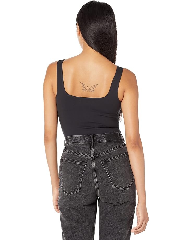 

Боди Abercrombie & Fitch Ponte Triangle Notch Bodysuit, черный