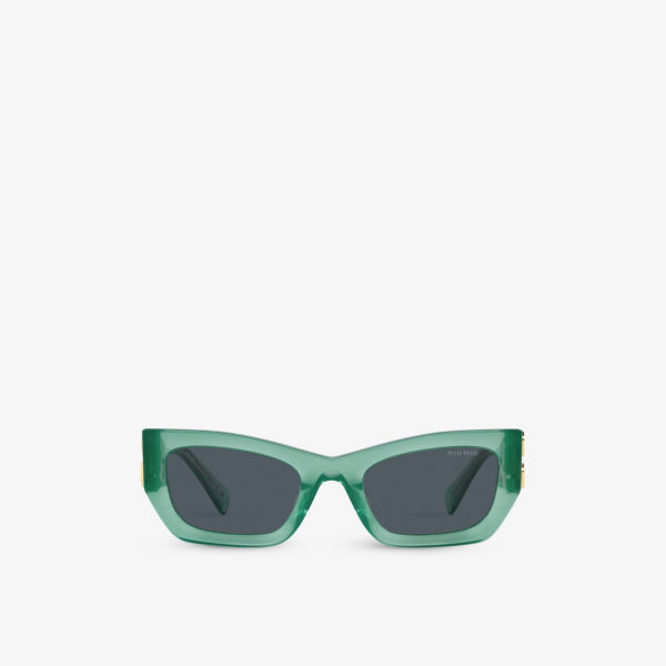 Солнцезащитные очки MU 09WS в прямоугольной оправе из ацетата ацетата Miu Miu, зеленый