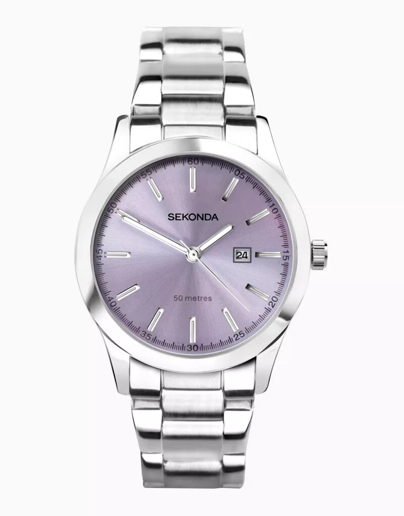 Аналоговые часы Sekonda в серебре и фиолетовом цвете