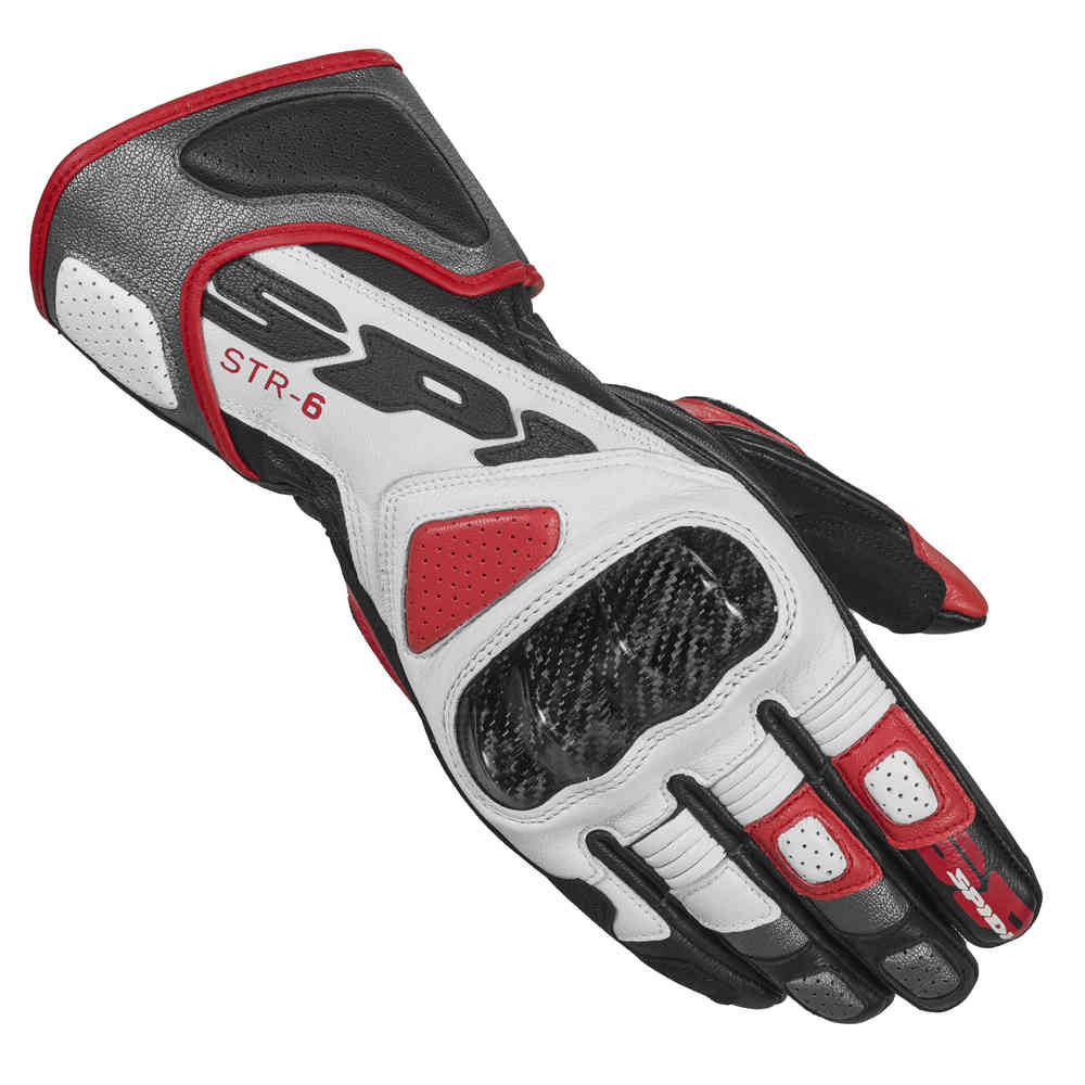 Мотоциклетные перчатки STR-6 Spidi, черный/белый/красный
