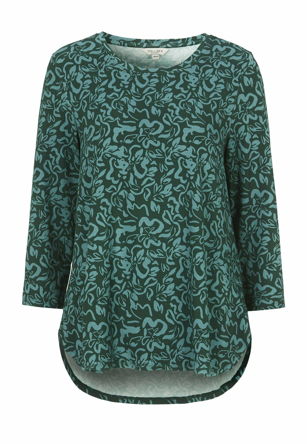 Футболка с принтом WITH 3/4 SLEEVE Cellbes Of Sweden, цвет green patterned patterned knitwear womens polo collar patterned coat green color floral patterns stylish appearance quality wool fabric form