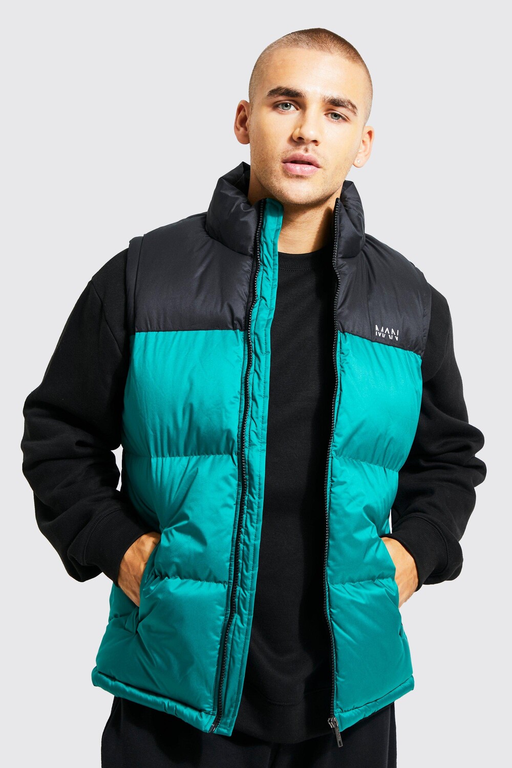 

Мужской жилет color block dash Boohoo, зеленый