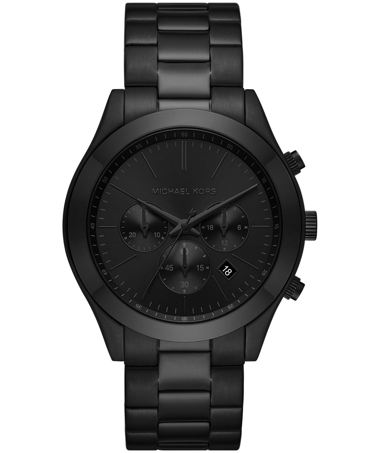 цена Мужские тонкие часы с браслетом из нержавеющей стали, черный цвет, 44 мм Michael Kors
