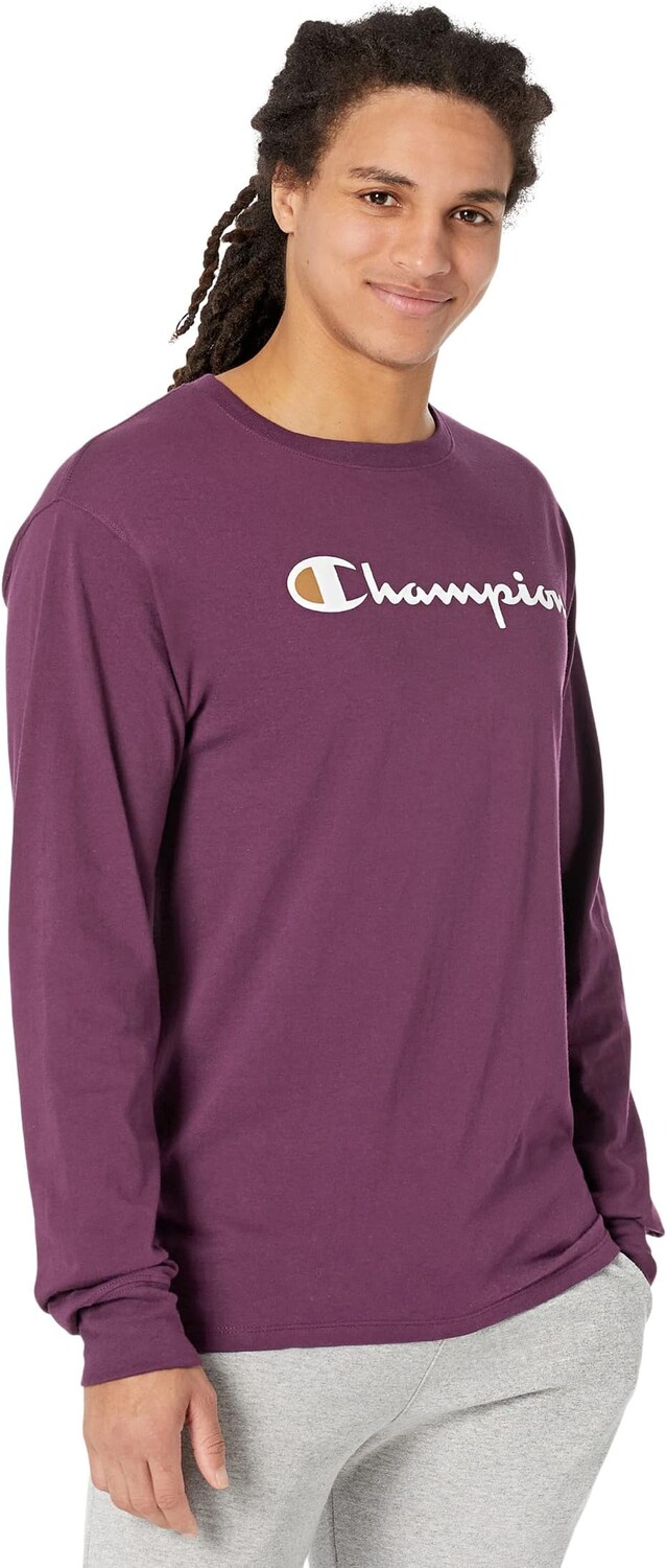 

Классическая футболка с длинными рукавами и большим логотипом Champion, цвет Plum Port