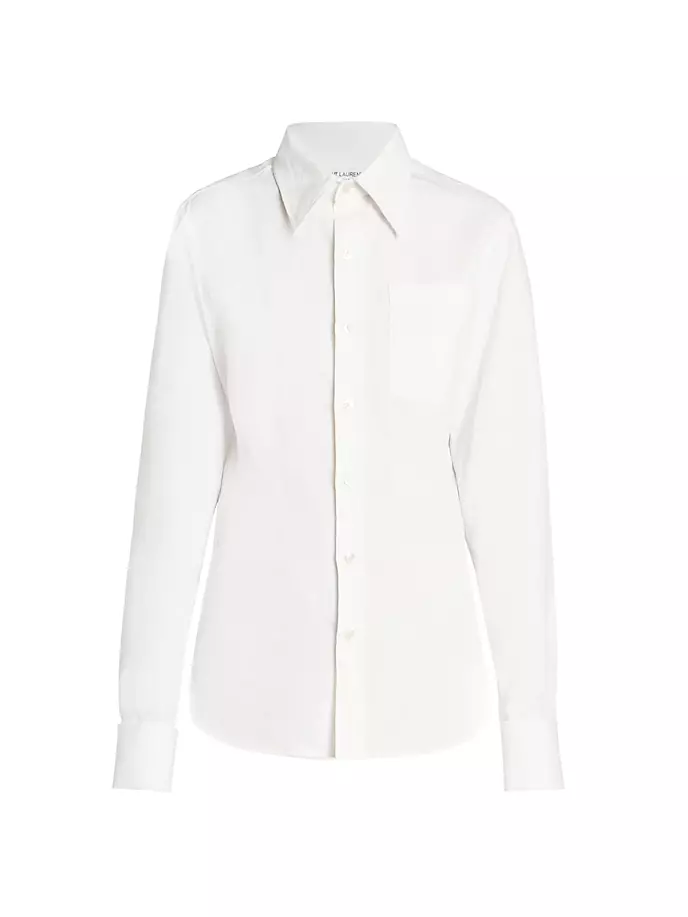Хлопково-льняная блузка Saint Laurent, цвет craie