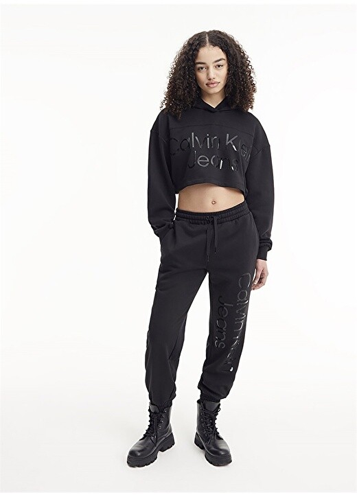 

Черные женские длинные толстовки с капюшоном Calvin Klein Jeans, Черный