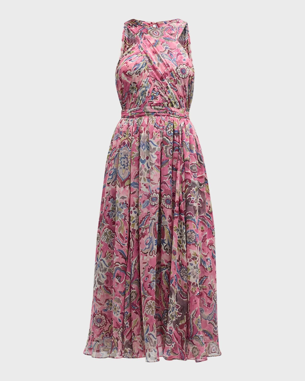 

Платье миди с крест-накрест Carlotti Veronica Beard, цвет Watercolor Medallion Rose Multi