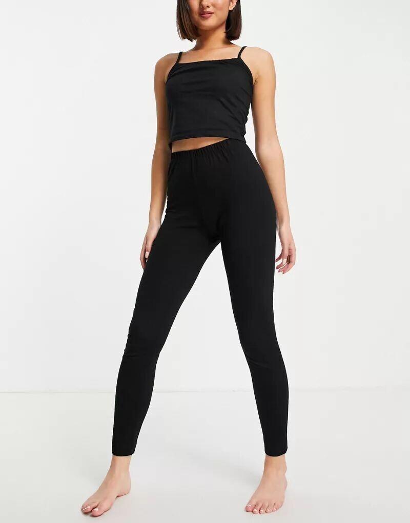 

Черные хлопковые пижамные леггинсы ASOS Mix & Match - ЧЕРНЫЕ
