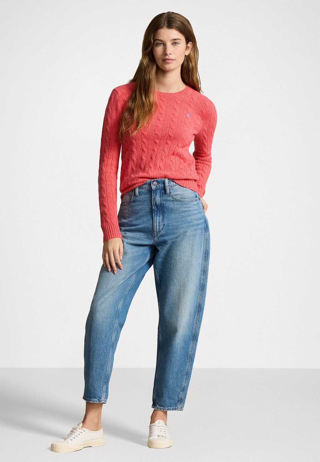 

Вязаный свитер CABLE KNIT WOOL CASHMERE JUMPER Ralph Lauren, светло-красный
