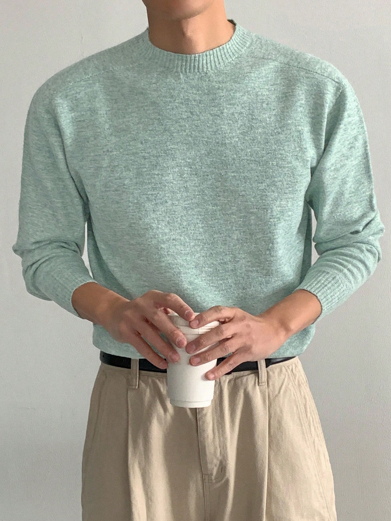 DAZY Мужской осенне-зимний свитер с круглым вырезом и длинными рукавами, зеленый