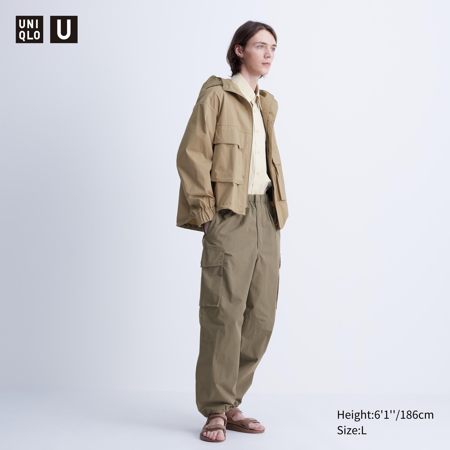

Широкие брюки парашют UNIQLO, оливковый