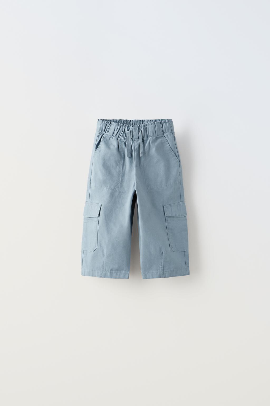 Технические брюки с карманами ZARA, синий технические плюшовые брюки zara средне серый
